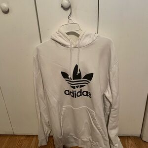 Adidas Men's White Hoodie with Black Logo